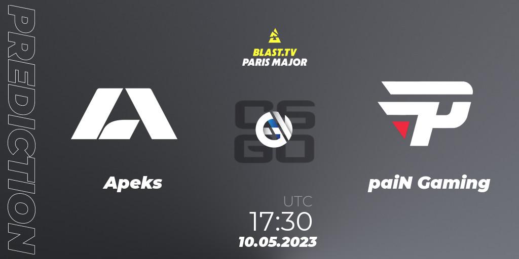 Pronóstico Apeks - paiN Gaming. 10.05.2023 at 14:35, Counter-Strike (CS2), BLAST Paris Major 2023 Challengers Stage