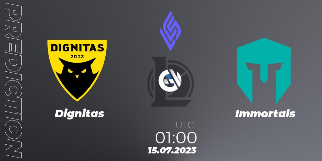 Pronóstico Dignitas - Immortals. 15.07.23, LoL, LCS Summer 2023 - Group Stage