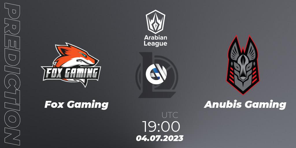 Pronóstico Fox Gaming - Anubis Gaming. 04.07.2023 at 19:00, LoL, Arabian League Summer 2023 - Group Stage
