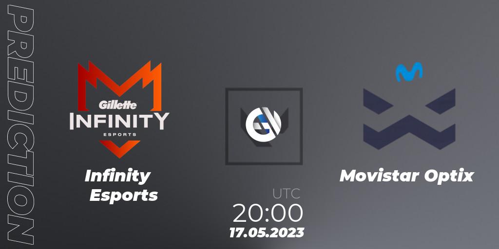 Pronóstico Infinity Esports - Movistar Optix. 17.05.2023 at 17:00, VALORANT, VALORANT Challengers 2023: LAS Split 2 - Regular Season