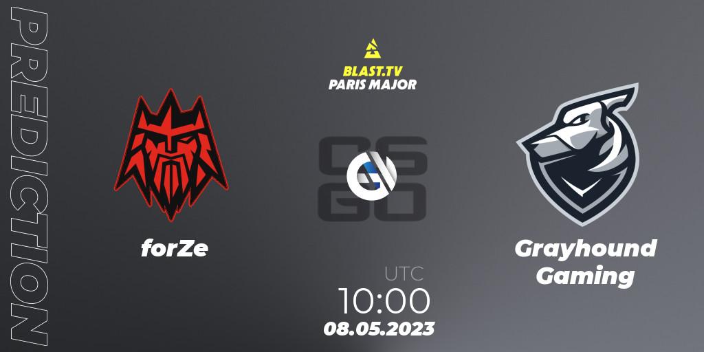 Pronóstico forZe - Grayhound Gaming. 08.05.2023 at 12:30, Counter-Strike (CS2), BLAST Paris Major 2023 Challengers Stage