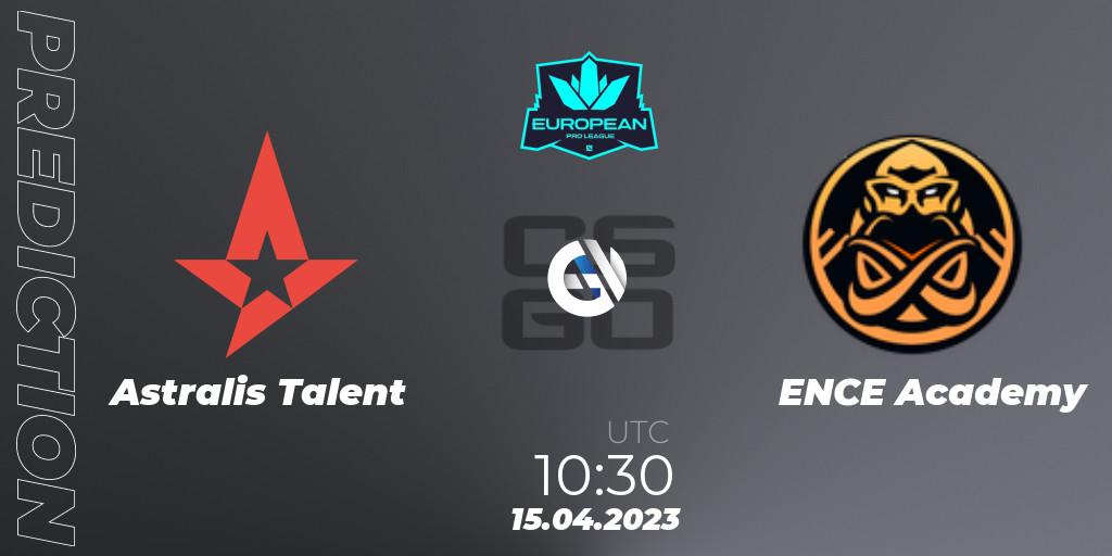 Pronóstico Astralis Talent - ENCE Academy. 15.04.2023 at 09:00, Counter-Strike (CS2), European Pro League Season 7