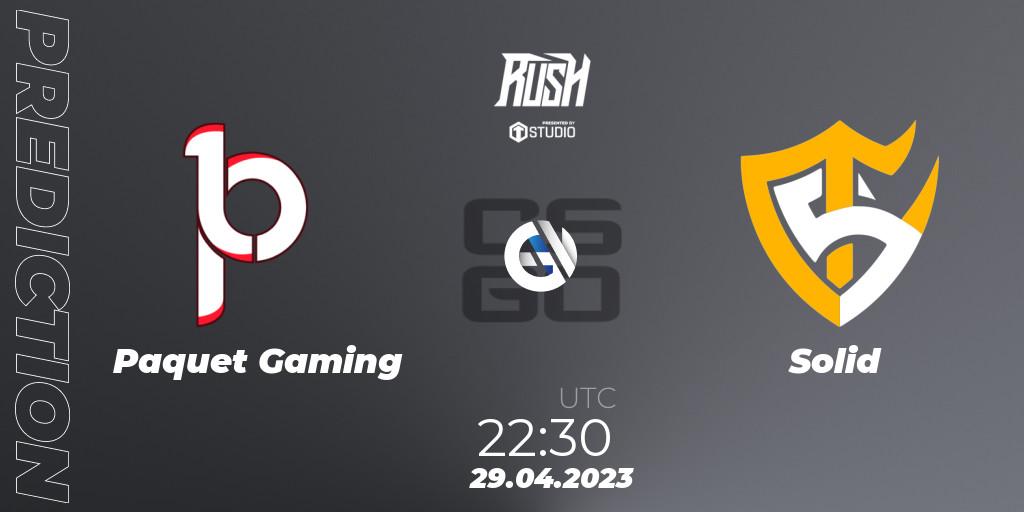 Pronóstico Paquetá Gaming - Solid. 29.04.2023 at 22:00, Counter-Strike (CS2), TG Rush Autumn 2023