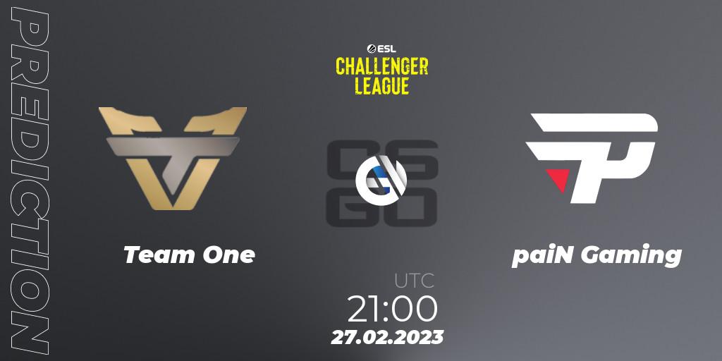 Pronóstico Team One - paiN Gaming. 27.02.2023 at 21:00, Counter-Strike (CS2), ESL Challenger League Season 44: North America