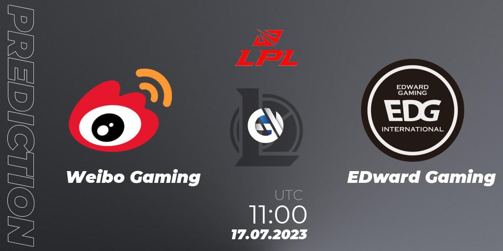 Pronóstico Weibo Gaming - EDward Gaming. 17.07.2023 at 11:00, LoL, LPL Summer 2023 Regular Season