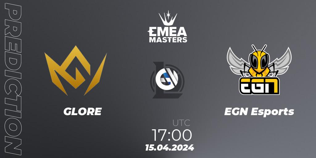 Pronóstico GLORE - EGN Esports. 15.04.2024 at 17:00, LoL, EMEA Masters Spring 2024 - Play-In