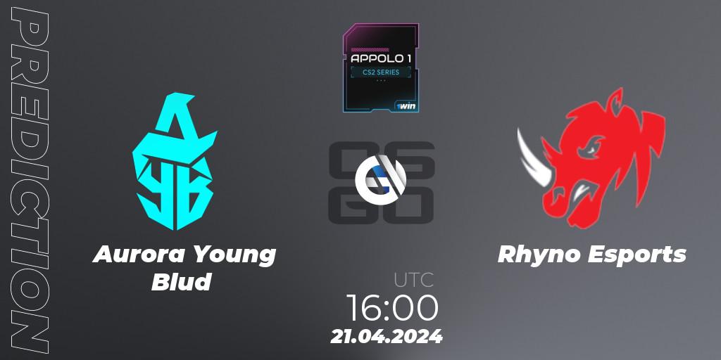 Pronóstico Aurora Young Blud - Rhyno Esports. 21.04.2024 at 16:00, Counter-Strike (CS2), Appolo1 Series: Phase 1
