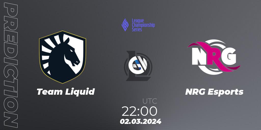 Pronóstico Team Liquid - NRG Esports. 02.03.24, LoL, LCS Spring 2024 - Group Stage