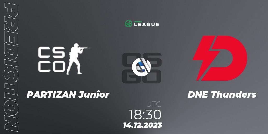 Pronóstico PARTIZAN Junior - DNE Thunders. 15.12.2023 at 15:30, Counter-Strike (CS2), ESEA Season 47: Intermediate Division - Europe