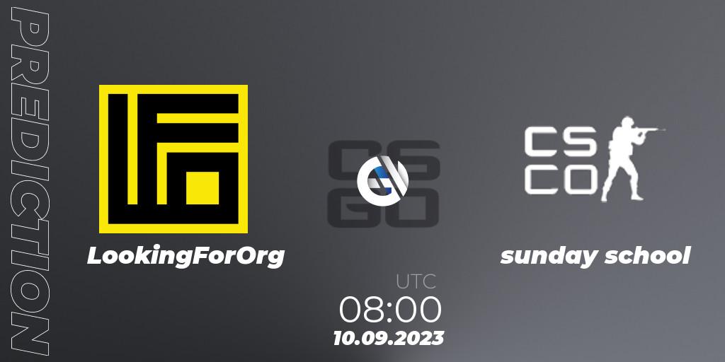 Pronóstico LookingForOrg - sunday school. 10.09.2023 at 07:45, Counter-Strike (CS2), CCT Oceania Series #1