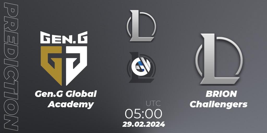 Pronóstico Gen.G Global Academy - BRION Challengers. 29.02.24, LoL, LCK Challengers League 2024 Spring - Group Stage