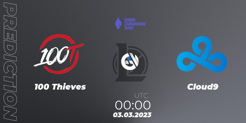 Pronóstico 100 Thieves - Cloud9. 03.03.23, LoL, LCS Spring 2023 - Group Stage