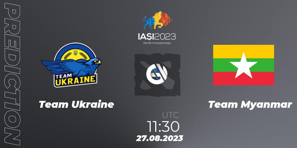 Pronóstico Team Ukraine - Team Myanmar. 27.08.2023 at 14:30, Dota 2, IESF World Championship 2023