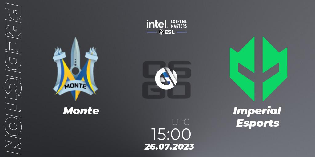 Pronóstico Monte - Imperial Esports. 26.07.2023 at 16:10, Counter-Strike (CS2), IEM Cologne 2023 - Play-In
