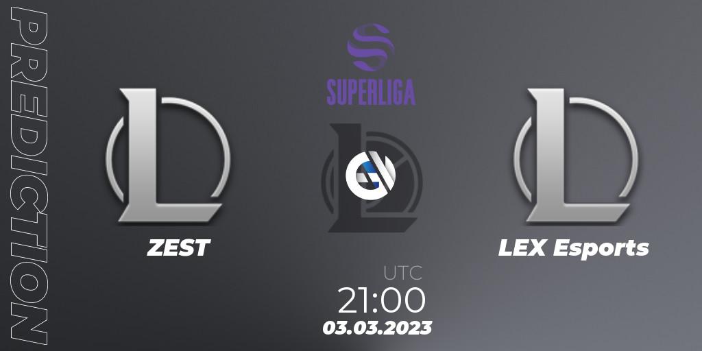 Pronóstico ZEST - LEX Esports. 03.03.2023 at 21:00, LoL, LVP Superliga 2nd Division Spring 2023 - Group Stage