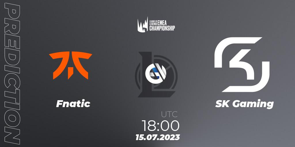 Pronóstico Fnatic - SK Gaming. 15.07.2023 at 18:20, LoL, LEC Summer 2023 - Group Stage