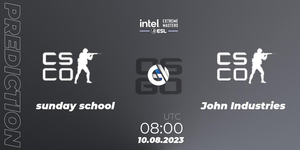 Pronóstico sunday school - John Industries. 10.08.2023 at 08:00, Counter-Strike (CS2), IEM Sydney 2023 Oceania Open Qualifier 1