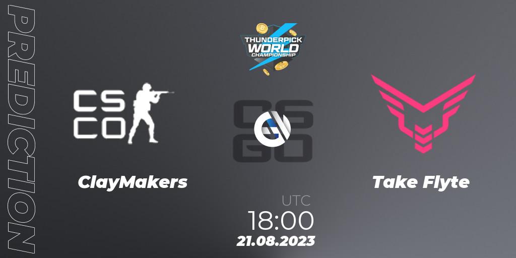 Pronóstico ClayMakers - Take Flyte. 21.08.2023 at 18:20, Counter-Strike (CS2), Thunderpick World Championship 2023: North American Qualifier #2