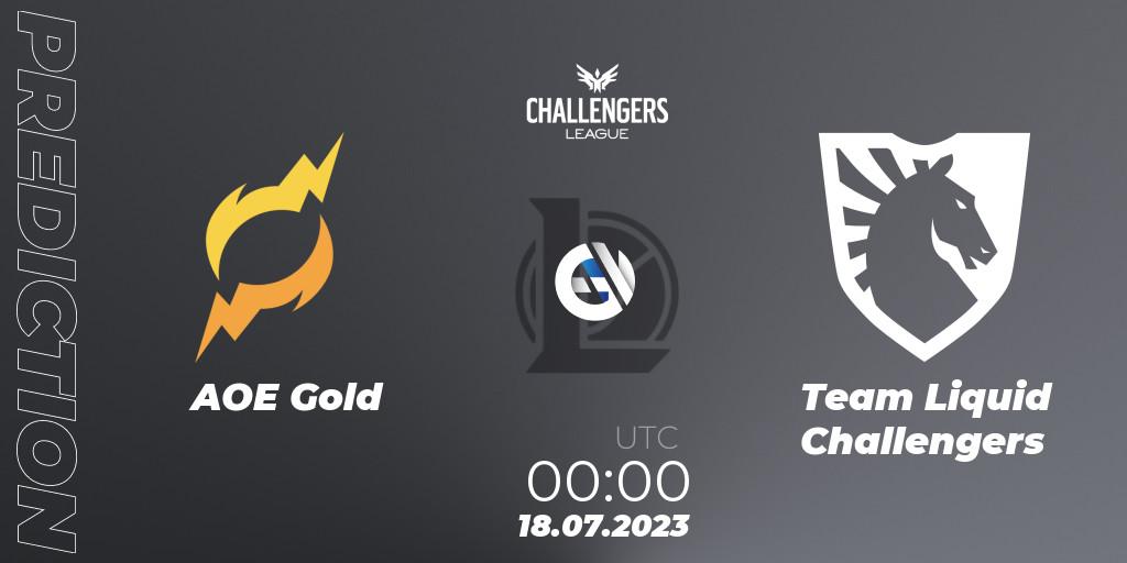 Pronóstico AOE Gold - Team Liquid Challengers. 18.07.2023 at 00:00, LoL, North American Challengers League 2023 Summer - Group Stage
