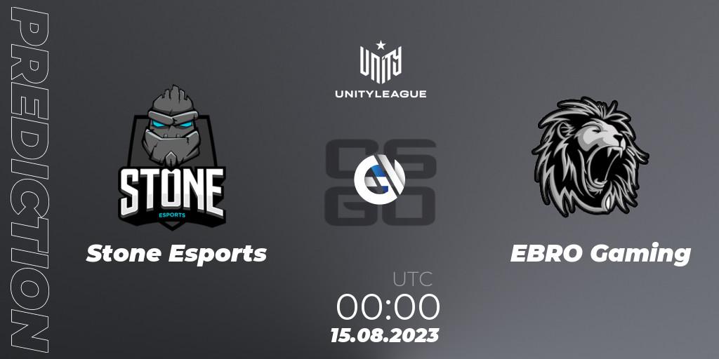Pronóstico Stone Esports - EBRO Gaming. 15.08.2023 at 00:00, Counter-Strike (CS2), LVP Unity League Argentina 2023