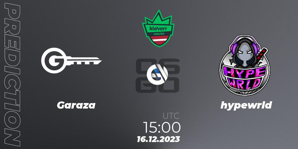 Pronóstico Garaza - hypewrld. 16.12.2023 at 15:00, Counter-Strike (CS2), kleverr Virsliga Season 1 Finals