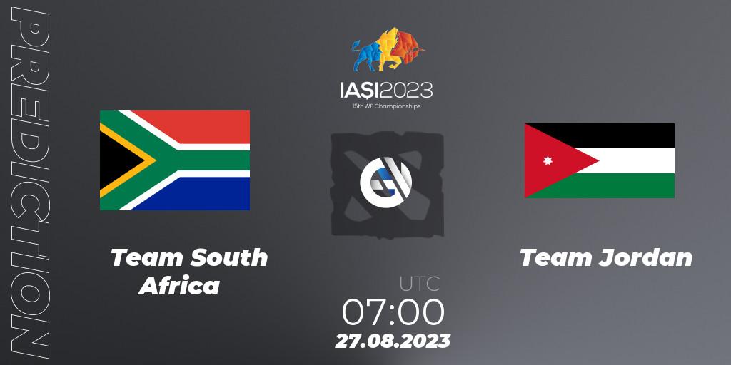 Pronóstico Team South Africa - Team Jordan. 27.08.2023 at 11:00, Dota 2, IESF World Championship 2023