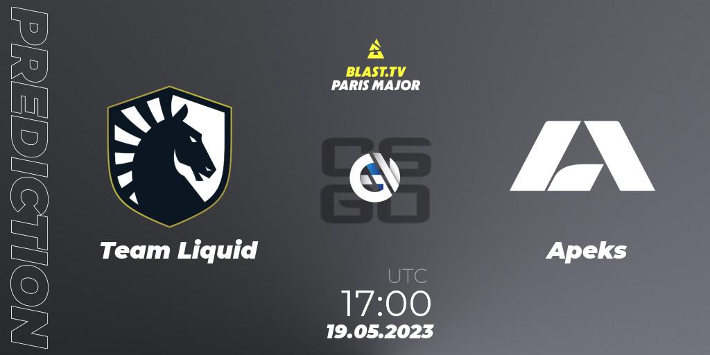 Pronóstico Team Liquid - Apeks. 19.05.2023 at 15:55, Counter-Strike (CS2), BLAST Paris Major 2023