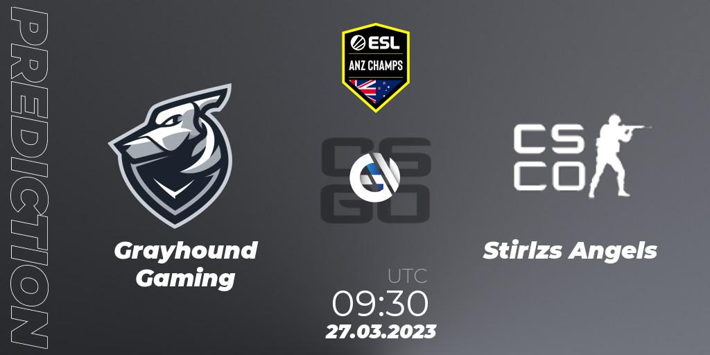 Pronóstico Grayhound Gaming - Stirlzs Angels. 27.03.23, CS2 (CS:GO), ESL ANZ Champs Season 16