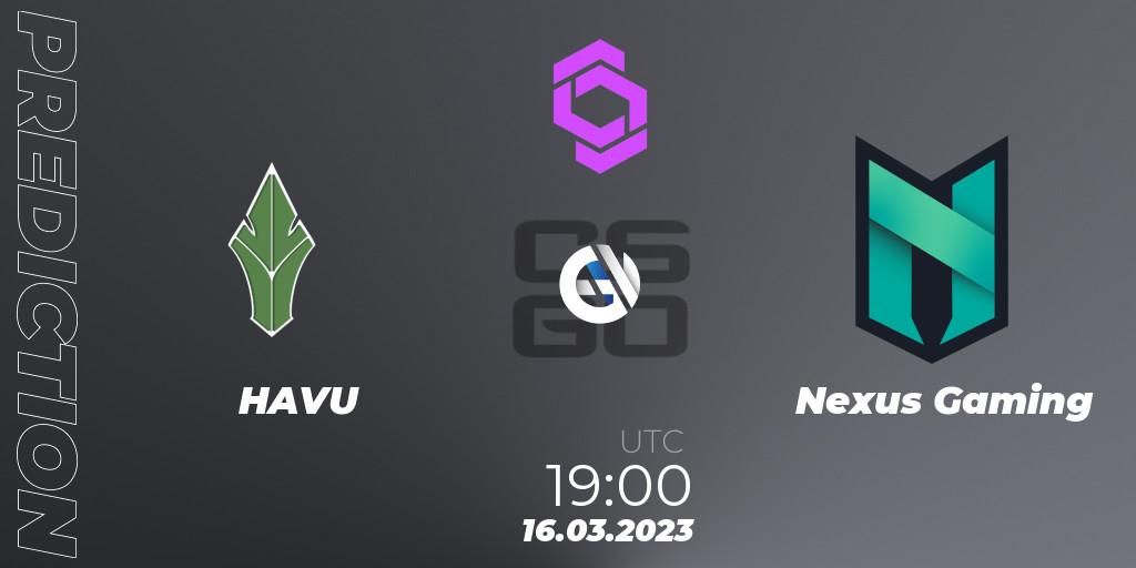 Pronóstico HAVU - Nexus Gaming. 16.03.2023 at 19:50, Counter-Strike (CS2), CCT West Europe Series #2