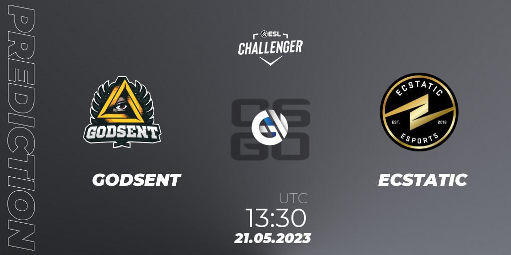 Pronóstico GODSENT - ECSTATIC. 21.05.2023 at 13:30, Counter-Strike (CS2), ESL Challenger Katowice 2023: European Qualifier