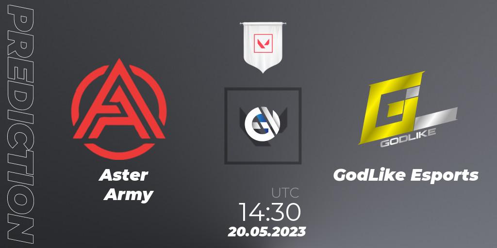 Pronóstico Aster Army - GodLike Esports. 20.05.2023 at 14:30, VALORANT, VCL South Asia: Split 2 2023 Group B