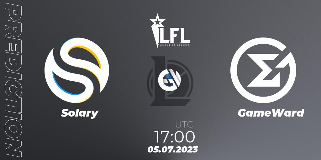 Pronóstico Solary - GameWard. 05.07.2023 at 16:00, LoL, LFL Summer 2023 - Group Stage
