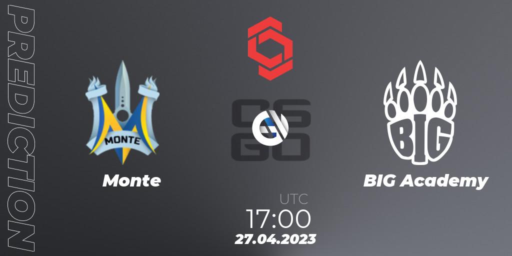 Pronóstico Monte - BIG Academy. 27.04.2023 at 17:25, Counter-Strike (CS2), CCT Central Europe Series #6