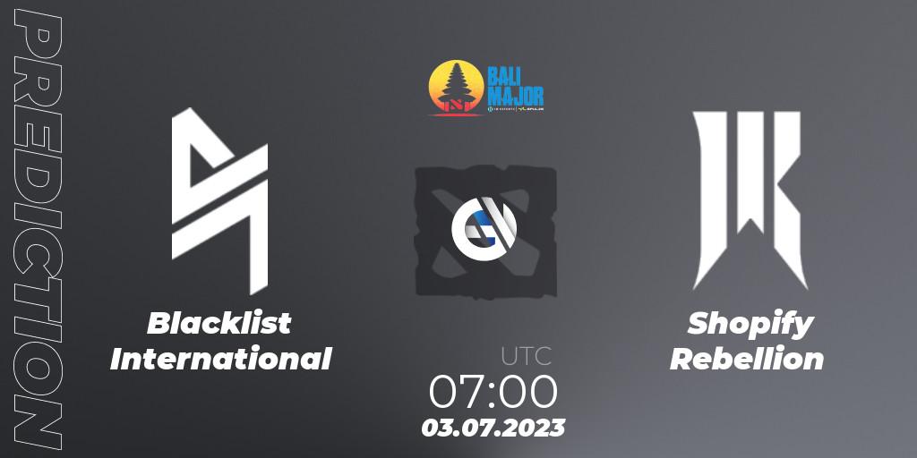 Pronóstico Blacklist International - Shopify Rebellion. 03.07.2023 at 07:39, Dota 2, Bali Major 2023 - Group Stage
