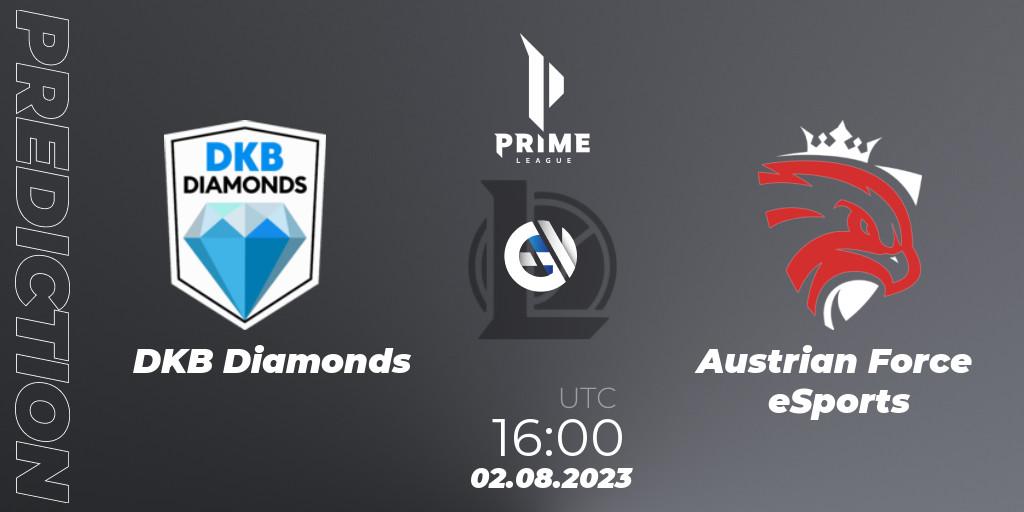 Pronóstico DKB Diamonds - Austrian Force eSports. 02.08.2023 at 16:00, LoL, Prime League 2nd Division Summer 2023