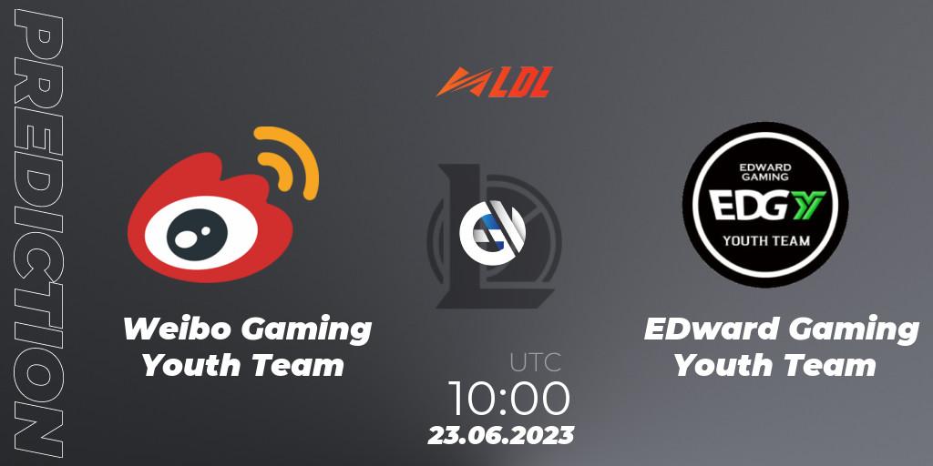 Pronóstico Weibo Gaming Youth Team - EDward Gaming Youth Team. 23.06.2023 at 11:00, LoL, LDL 2023 - Regular Season - Stage 3
