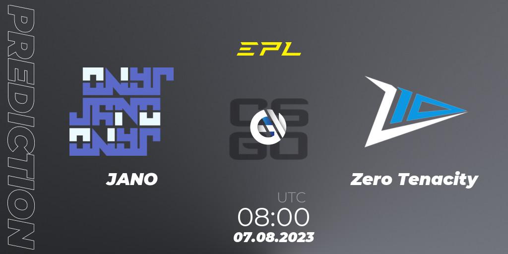 Pronóstico JANO - Zero Tenacity. 07.08.2023 at 08:00, Counter-Strike (CS2), European Pro League Season 10: Division 2