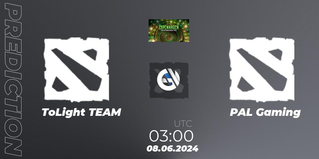 Pronóstico ToLight - PAL Gaming. 08.06.2024 at 03:00, Dota 2, The International 2024: China Open Qualifier #2