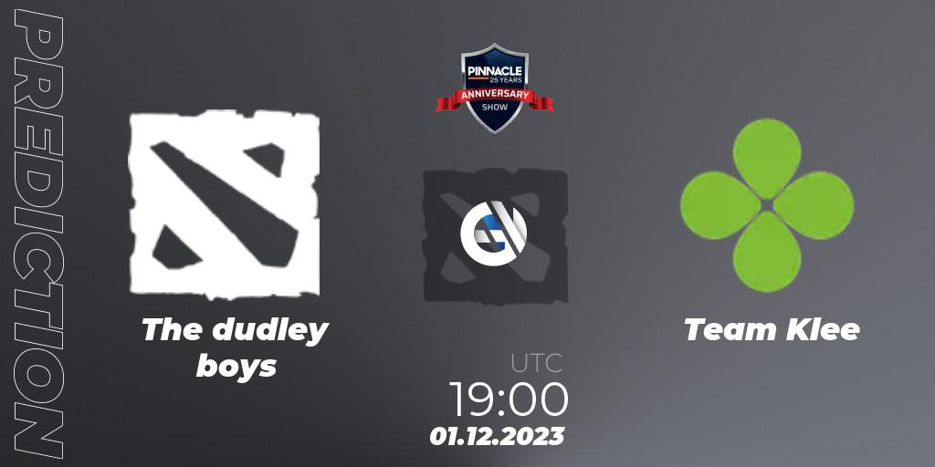 Pronóstico The dudley boys - Team Klee. 01.12.2023 at 16:01, Dota 2, Pinnacle - 25 Year Anniversary Show