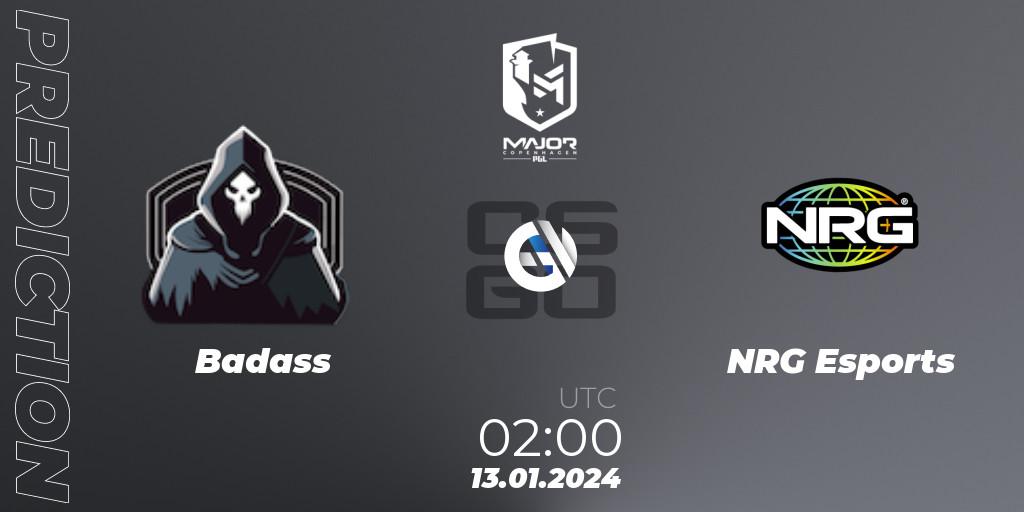 Pronóstico Badass - NRG Esports. 13.01.2024 at 02:00, Counter-Strike (CS2), PGL CS2 Major Copenhagen 2024 North America RMR Closed Qualifier