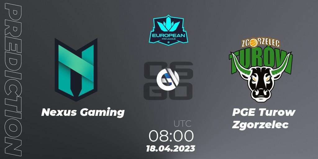 Pronóstico Nexus Gaming - PGE Turow Zgorzelec. 18.04.2023 at 08:00, Counter-Strike (CS2), European Pro League Season 7