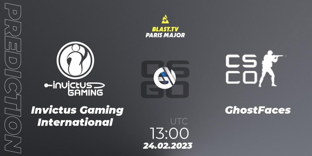 Pronóstico Invictus Gaming International - GhostFaces. 24.02.2023 at 13:10, Counter-Strike (CS2), BLAST.tv Paris Major 2023 Middle East RMR Closed Qualifier