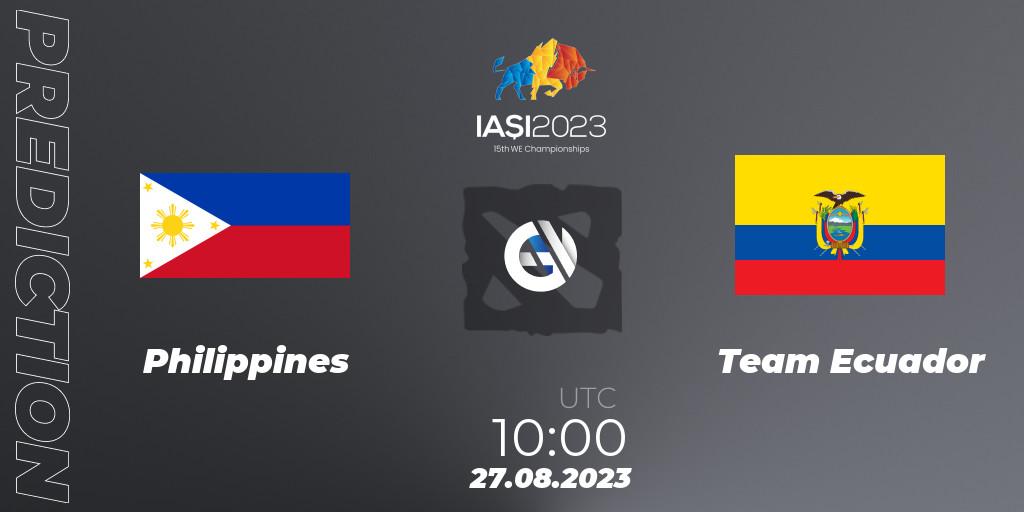 Pronóstico Philippines - Team Ecuador. 27.08.23, Dota 2, IESF World Championship 2023