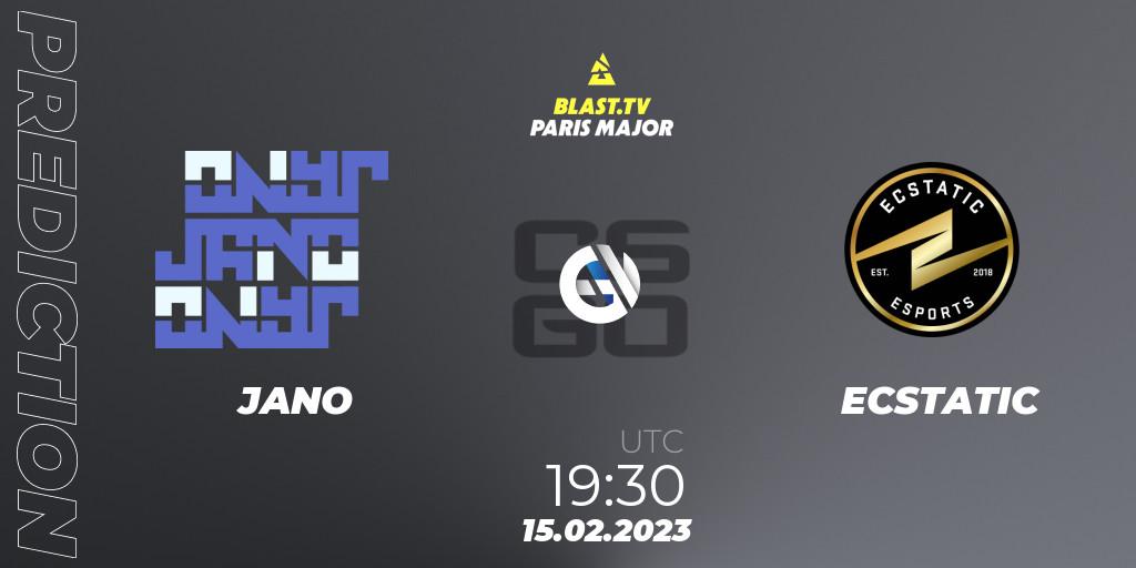 Pronóstico JANO - ECSTATIC. 15.02.2023 at 19:30, Counter-Strike (CS2), BLAST.tv Paris Major 2023 Europe RMR Open Qualifier 2