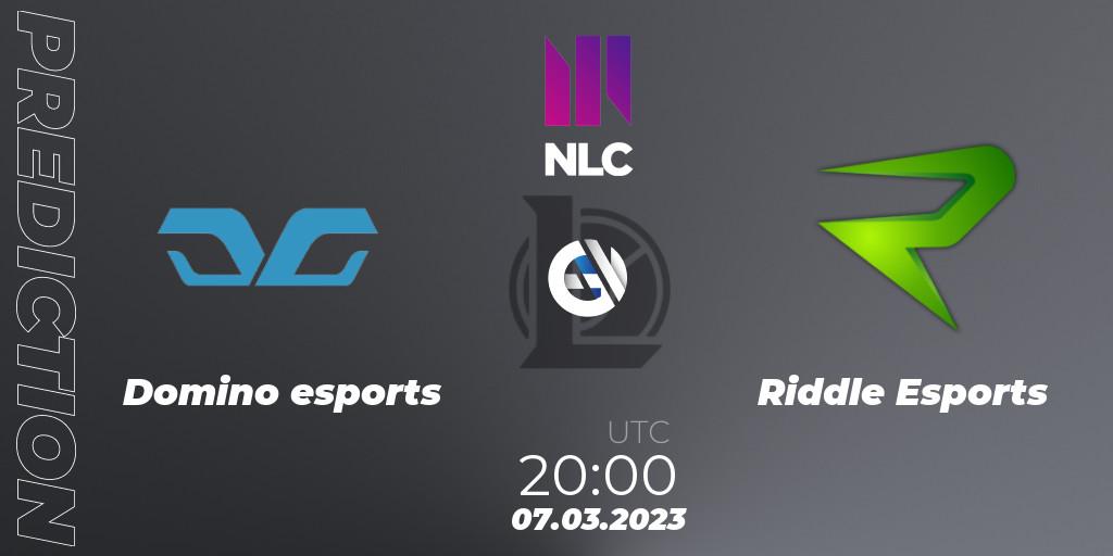 Pronóstico Domino esports - Riddle Esports. 07.03.2023 at 20:00, LoL, NLC 1st Division Spring 2023