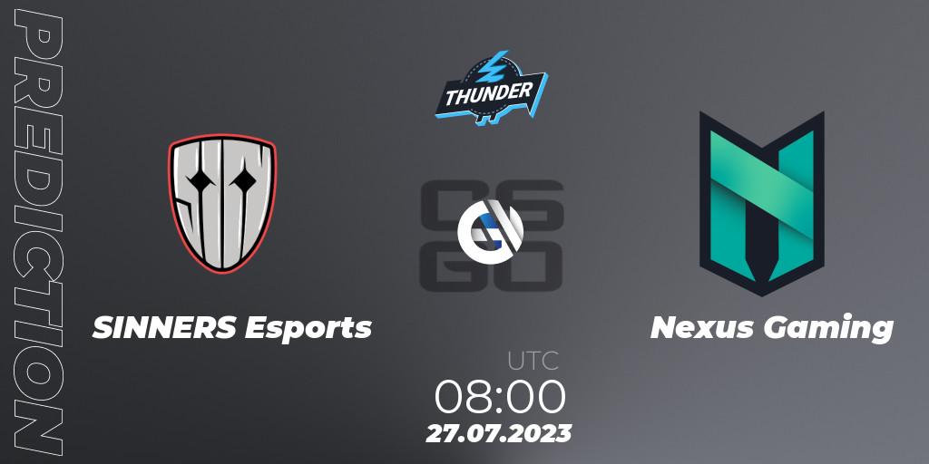Pronóstico SINNERS Esports - Nexus Gaming. 27.07.2023 at 08:00, Counter-Strike (CS2), Thunderpick World Championship 2023: European Qualifier #1