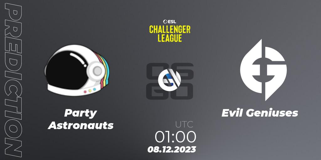 Pronóstico Party Astronauts - Evil Geniuses. 08.12.23, CS2 (CS:GO), ESL Challenger League Season 46: North America