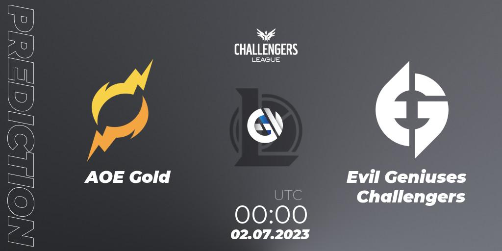 Pronóstico AOE Gold - Evil Geniuses Challengers. 02.07.2023 at 00:00, LoL, North American Challengers League 2023 Summer - Group Stage