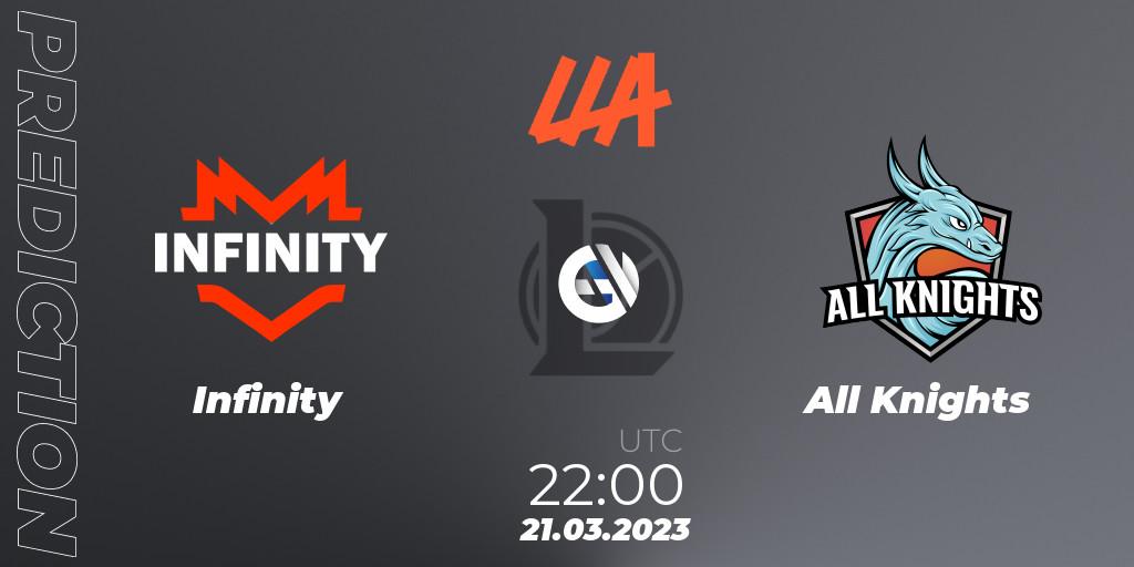 Pronóstico Infinity - All Knights. 21.03.23, LoL, LLA Opening 2023 - Playoffs
