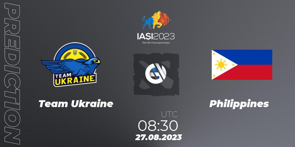 Pronóstico Team Ukraine - Philippines. 27.08.23, Dota 2, IESF World Championship 2023